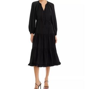 Nicole Miller Black Tiered Midi Dress